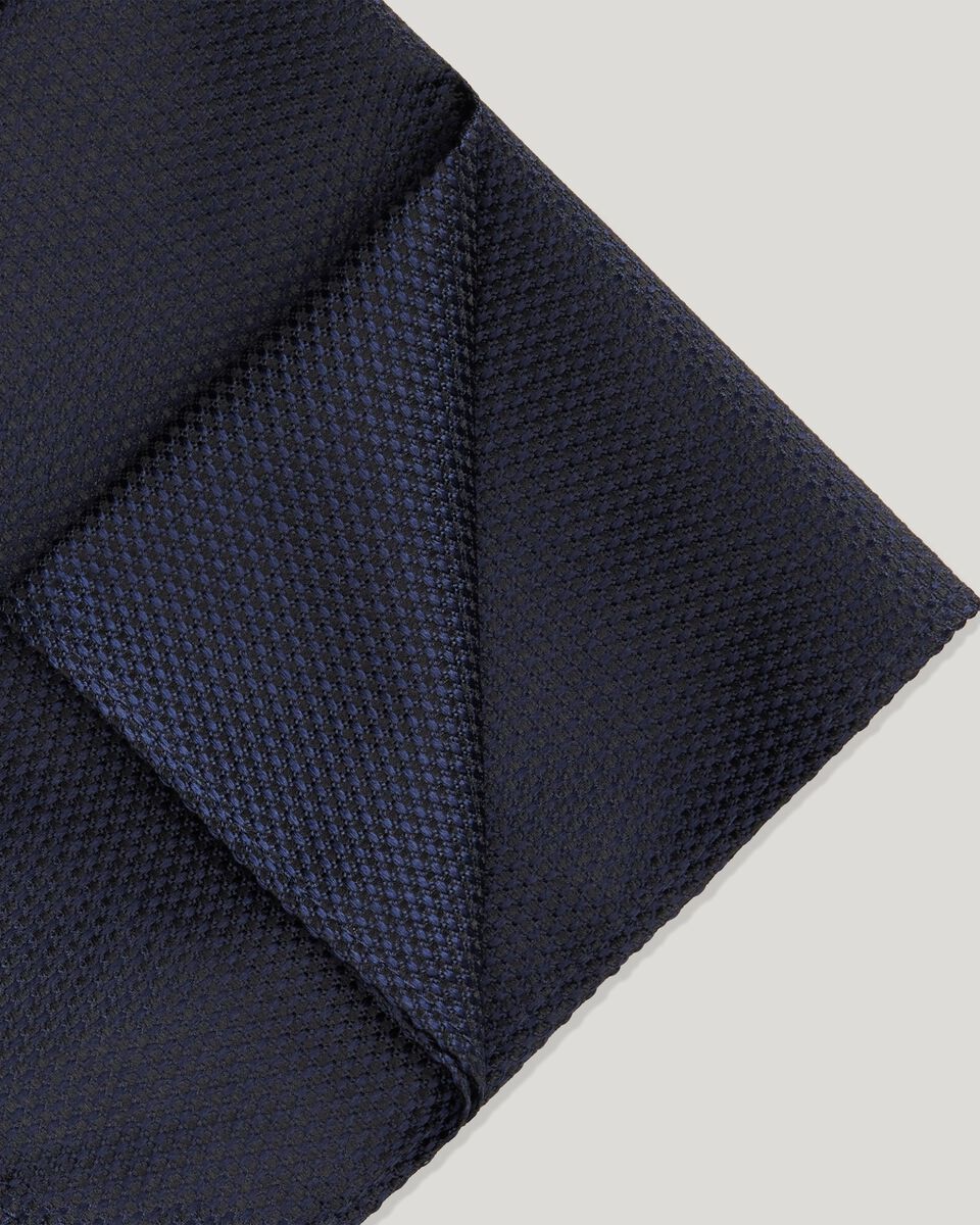 Silk Textured Two-Tone Pocket Square, Navy, hi-res